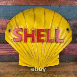 Shell Clam Logo Cast Iron Sign With Antique Finish, 16x16, Game Room Man Cave