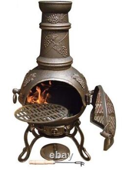 Solid Cast Iron Chimenea and BBQ Combi Bronze Chiminea Patio Heater Barbeque XL
