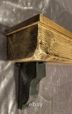 Solid wooden mantel shelf with cast iron corbels rustic floating shelf fixings