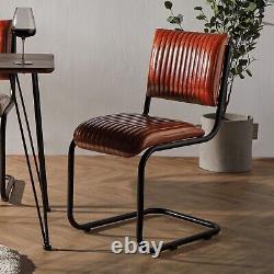 Spinningfield Leather Dining Chairs Set of 2 100% Real Leather Antique Brown