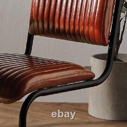 Spinningfield Leather Dining Chairs Set of 2 100% Real Leather Antique Brown