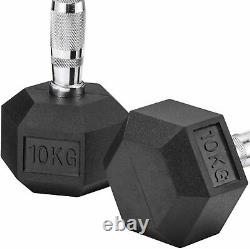 Sporteq Hex Dumbbells Gym Weights Cast Iron Rubber Encased Non Slip 1-40kg