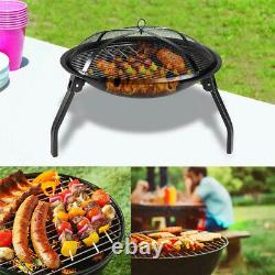 Square Round Fire Pit BBQ Grill Outdoor Garden Party Brazier Stove Patio Heater