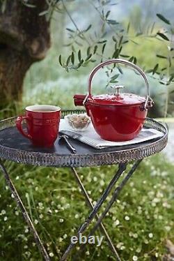 Staub Round Teapot 1.15L CERISE red Cast Iron Stove Tea Pot kettle tatty box