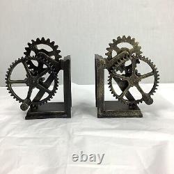 Steampunk Gears Sprocket Bookends Metal Cogs Cast Iron Pair