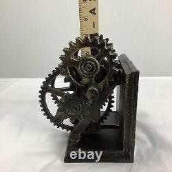 Steampunk Gears Sprocket Bookends Metal Cogs Cast Iron Pair