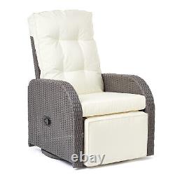 Swivel Recliner Chair Rattan Sofa Adjustable Backrest withCushion Garden Patio