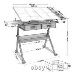 Tiltable Drawing Board Table with Stool Set Art Craft Adjustable Drafting Desk