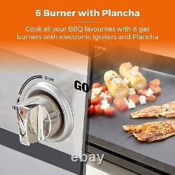 Tower T978544 Goucho 6 Burner Gas BBQ & Plancha with Precision Heat Thermometer