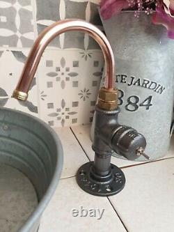Towyn (kit)12v Copper & Painted Cast Iron Tap 18cm tall 10mm spout 12mm fitting