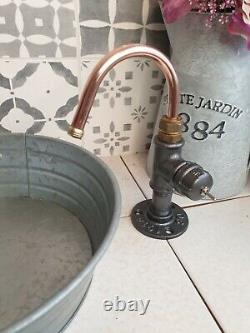 Towyn (kit)12v Copper & Painted Cast Iron Tap 18cm tall 10mm spout 12mm fitting