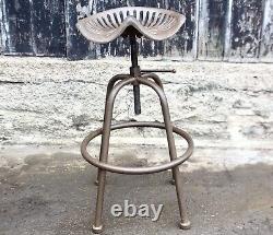 Tractor Stool Heavy Duty Cast Iron Stool Vintage Adjustable Industrial Chair