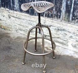 Tractor Stool Heavy Duty Cast Iron Stool Vintage Adjustable Industrial Chair