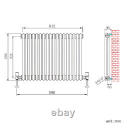 Traditional Cast Iron Radiator Double 2 Column Vertical Horizontal White Rads