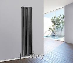 Traditional Cast Iron Style Anthracite 2 Column Vertical Radiator 1800x380 mm