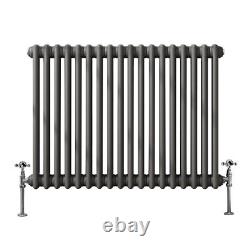 Traditional Cast Iron Style Anthracite Double Horizontal Radiator 600 x 830mm