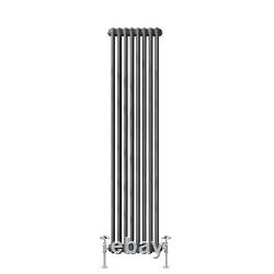 Traditional Cast Iron Style Anthracite Double Vertical Radiator 1800 x 380mm