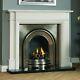 Traditional Gas White Surround Black Granite Cast Iron Fire Fireplace Suite 56