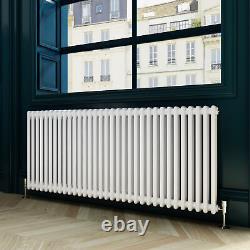 Traditional Radiator 2 Column Cast Iron Style Rads White 600 x 1505mm With Valve