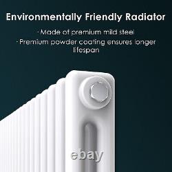 Traditional Radiator 2 Column Cast Iron Style Rads White 600 x 1505mm With Valve