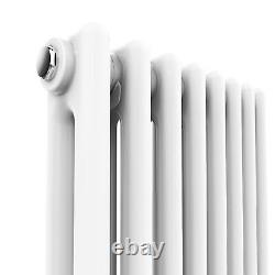 Traditional Radiator 2 Column Cast Iron Style Rads White 600 x 1505mm With Valve