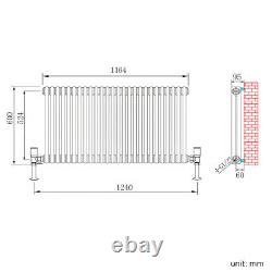 Traditional Radiator Double 2 Column Cast Iron Vintage Rads White 600 x 1190 mm