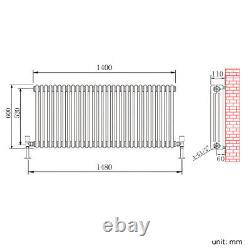 Traditional Radiator Triple 3 Column Cast Iron Horizontal Vintage Rads 600x1415