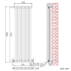 Traditional Radiator Vertical Bathroom 3 Column Cast Iron Style Rads 1800x470