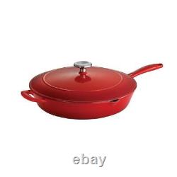Tramontina Elegant Gourmet 12 Enameled Cast Iron Skillet Gradated Red With Lid