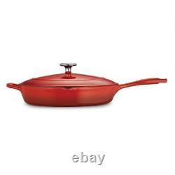 Tramontina Elegant Gourmet 12 Enameled Cast Iron Skillet Gradated Red With Lid