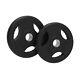Tri Grip Black Cast Iron Olympic Weight Plates Rubber Coated 2 Barbell Plates