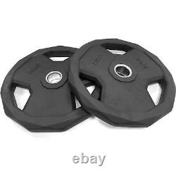 Tri Grip Olympic Weight Plates Cast Iron Rubber Encased 2 2 inch Barbell Weight
