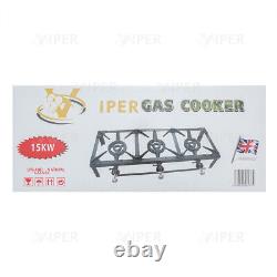 Triple Burner LPG Gas Cooker Cast Iron Boiling Ring 15 Kwith Camping, Catering