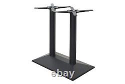 Twin pedestal black cast iron table base dining restaurant cafe square