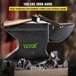 VEVOR Iron Anvil Blacksmith Single Beck Cast Iron 100lbs 45kg 1.2in Square Hole