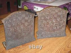 VINTAGE 1950's SHIP CAST IRON BRONZE NEW ENGLAND MUTUAL LIFE INSURANCE BOOKENDS