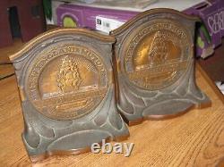 VINTAGE 1950's SHIP CAST IRON BRONZE NEW ENGLAND MUTUAL LIFE INSURANCE BOOKENDS