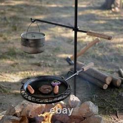 Versatile and Durable Cast Iron Campfire Cooking Grate with Rotating Function