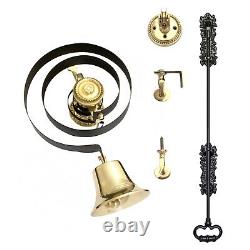 Victorian Butlers Bell Kit c/w Black Cast Iron Pull, Rope Brass Bell & Pulleys