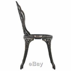 VidaXL 3 Piece Bistro Set Cast Aluminium Outdoor Balcony Patio Table Chair