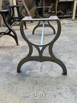 Vintage Industrial style cast iron LONDON ENGLAND table leg base twin bar