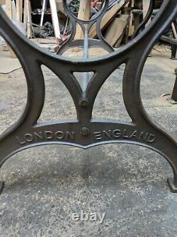 Vintage Industrial style cast iron LONDON ENGLAND table leg base twin bar