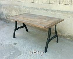 Vintage Industrial style oak dining table on cast iron legs