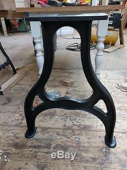 Vintage Industrial style oak dining table on cast iron legs