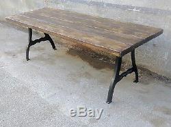 Vintage Industrial style reclaimed 5ft pine dining table on cast iron legs
