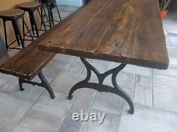 Vintage Industrial style reclaimed 6ft pine dining table on cast iron legs