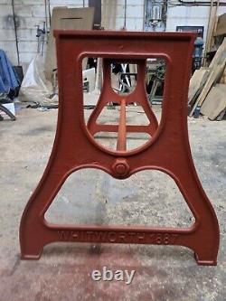 Vintage industrial cast iron Table legs machinist base stand. Dining table