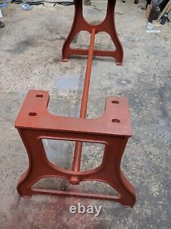 Vintage industrial cast iron Table legs machinist base stand. Dining table