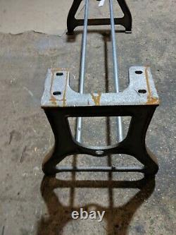 Vintage industrial cast iron Table legs machinist base stand. Dining table