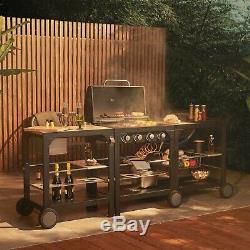 VonHaus Modular Gas Outdoor Kitchen BBQ Grill, Drinks Trolley & Food Prep